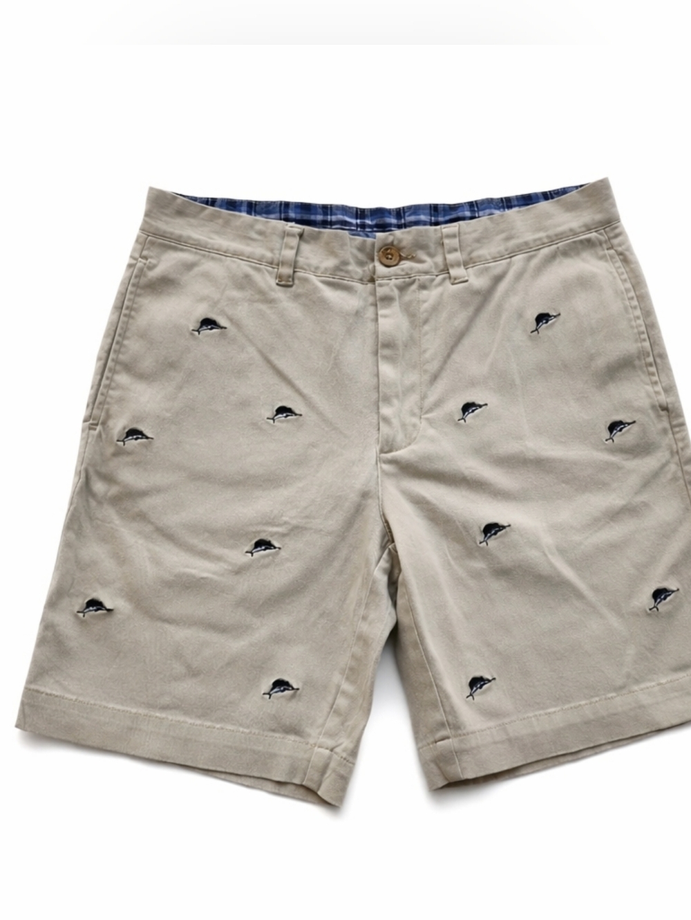 Southern Pines Blue Marlin Embroidered Khaki Shorts Men’s 34